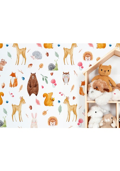 Doğa Hayvanları Temalı Öğretici Çocuk Odası Duvar KAĞIDI-5714 modelleri