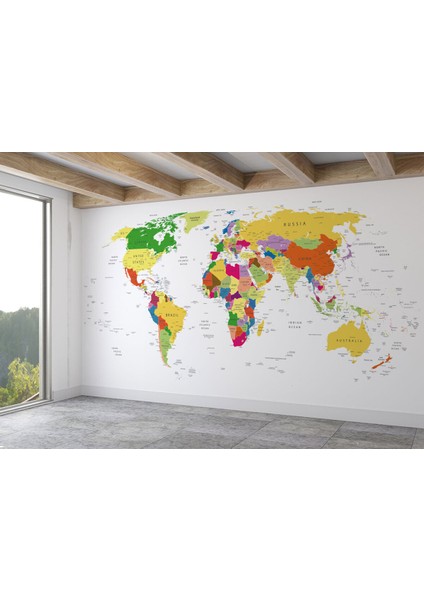 Dünya Haritası Duvar Kağıdı Detaylı Eğitici Öğretici Ingilizce Duvar Kağıdı-1059 fiyatları