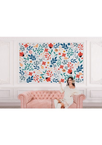 Renkli Çiçekler Desenli Duvar Kağıdı-5650 modelleri
