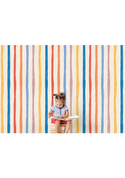 Renkli Çizgiler Desenli Çocuk Odası Duvar Kağıdı-5768