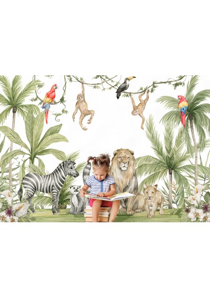 Sevimli Hayvanlar Desenli Duvar Kağıdı Kreş Okul Posteri-5638