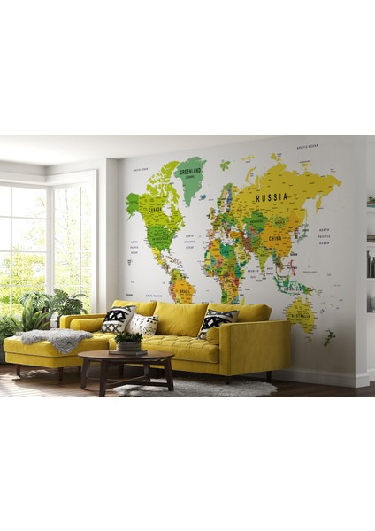 Detaylı Ingilizce Dünya Haritası Duvar Kağıdı -1596 fiyatları