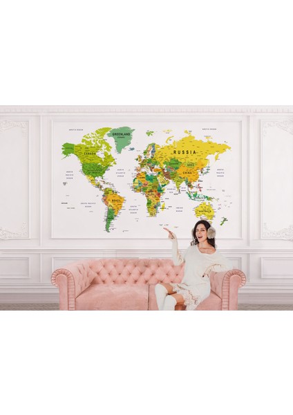 Detaylı Ingilizce Dünya Haritası Duvar Kağıdı -1596 modelleri