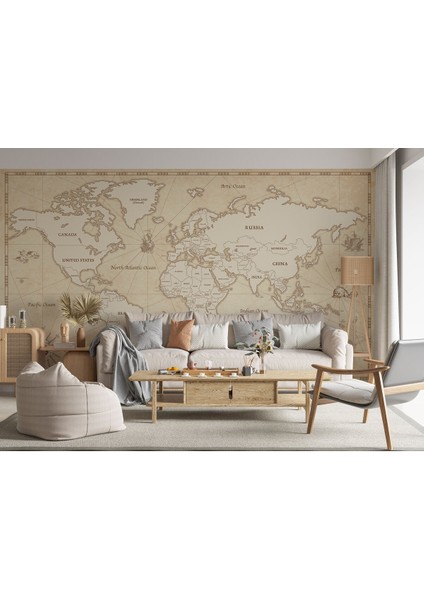 Duvar Kağıdı Vintage Dünya Haritası-3956
