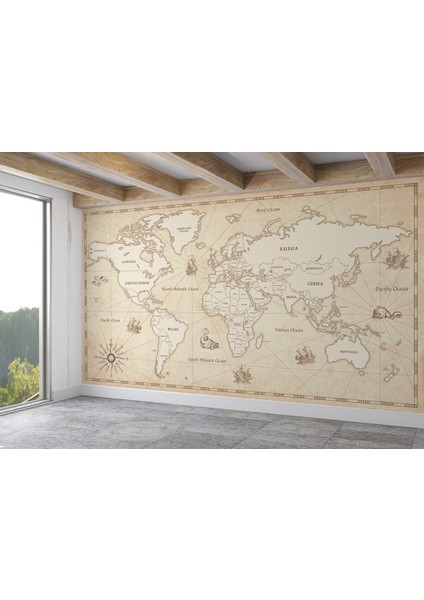 Duvar Kağıdı Vintage Dünya Haritası-3956 fiyatları