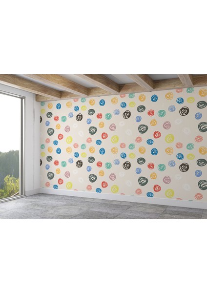 Renkli Rastgele Çocuk Çizimi Desenli Duvar Kağıdı-5773 fiyatları