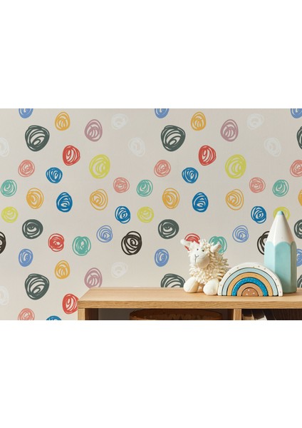 Renkli Rastgele Çocuk Çizimi Desenli Duvar Kağıdı-5773 fırsatları