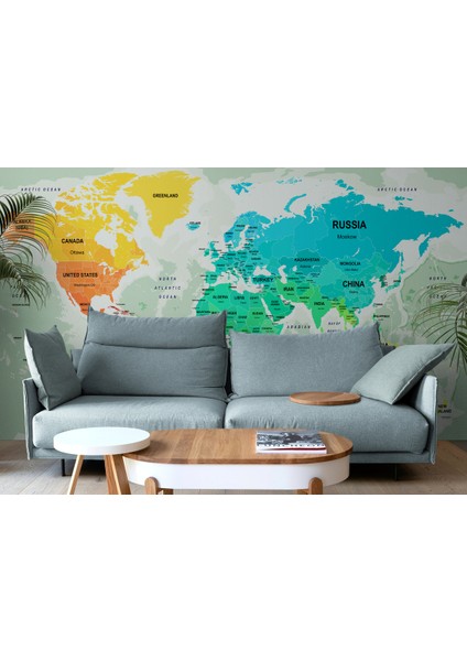 Dünya Haritası Duvar Kağıdı Ülke ve Başkentli İNGILIZCE-2775