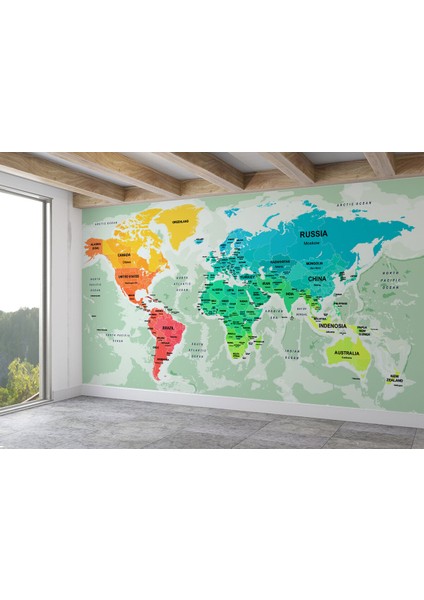 Dünya Haritası Duvar Kağıdı Ülke ve Başkentli İNGILIZCE-2775 fiyatları