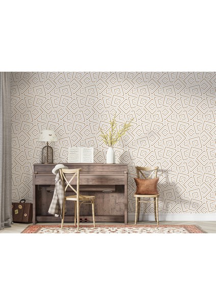 Pastel Renkli Geometrik Desenli Duvar Kağıdı-5777 fırsatları