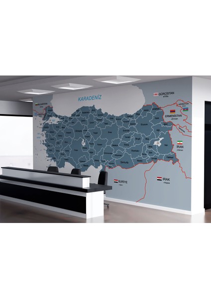 Türkiye Haritası Sınır Komşulu Eğitici Dekoratif Duvar Kağıdı-3093 fiyatları