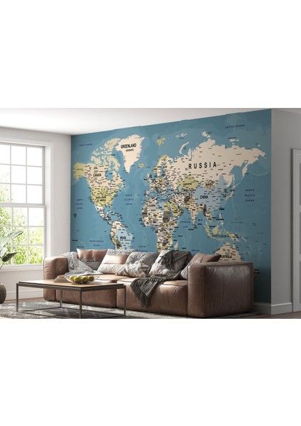 Dünya Haritası Duvar Kağıdı Detaylı Ülke ve Başkentli İngilizce-2523 fiyatları