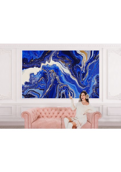 Altın ve Mavi Soyut Mermer Desenli Duvar Kağıdı-5533 modelleri