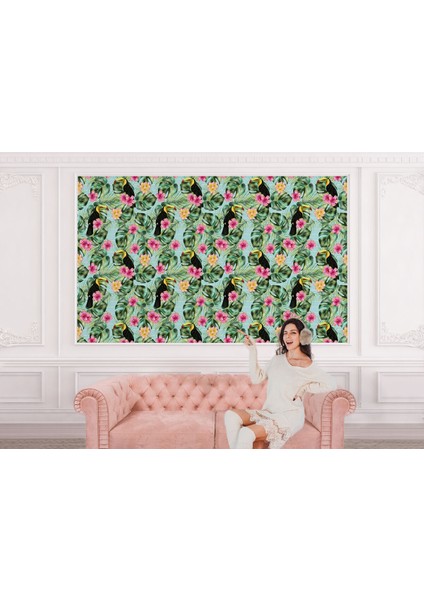 Tropikal Çiçekli Ağaç Yaprakları Duvar KAĞIDI-5568 modelleri