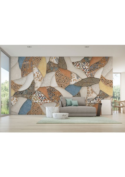 Kırık Mermer Parçaları Desenli Duvar Kağıdı-5765