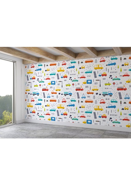 Trafik Desenli Erkek Çocuk Odası Duvar Kağıdı-5531 fiyatları