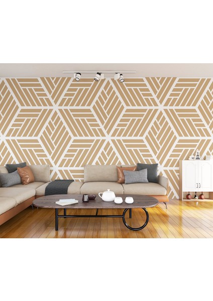 Pastel Renkli Geometrik Desenli Duvar Kağıdı-5781