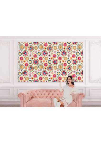 Renkli Etnik Dairesel Çizimler Duvar Kağıdı-5729 modelleri