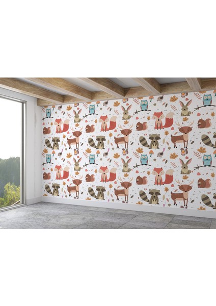 Sevimli Doğa Hayvanları Temalı Öğretici Çocuk Odası Duvar KAĞIDI-5726 fiyatları