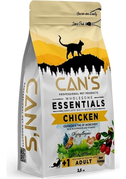 Cans Cat Adult Yetişkin Kedi Maması 2,5 kg Tavuk Etli + Konserve Hediyeli