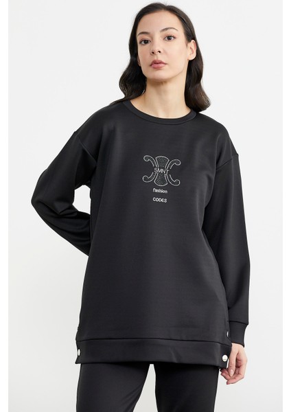 Taş Detaylı Rahat Kalıp Eşofman Takım - Siyah fiyatları