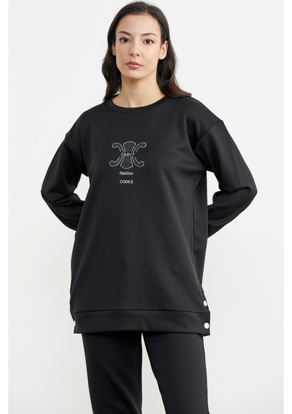 Taş Detaylı Rahat Kalıp Eşofman Takım - Siyah modelleri