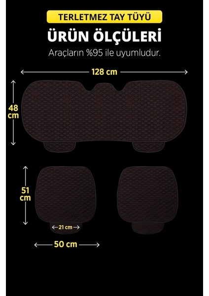 Lüx Oto Koltuk Minder Seti Tay Tüyü Cepli & Terletmez Koltuk Koruma Kılıfı (3'lü Set)