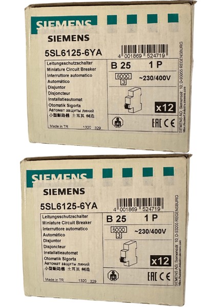 B25 1p Otomat Sigorta (2 Adet)