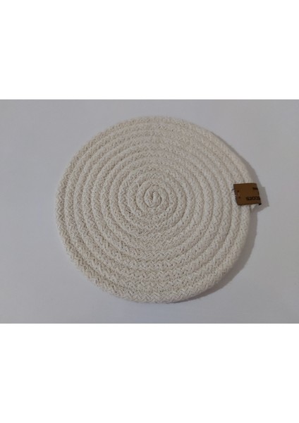 6 Adet Bardak Altlığı Jüt Pamuk Hasır Sunum Mutfak Sofra Dekor El Yapımı Makine Dikişli - 14 cm