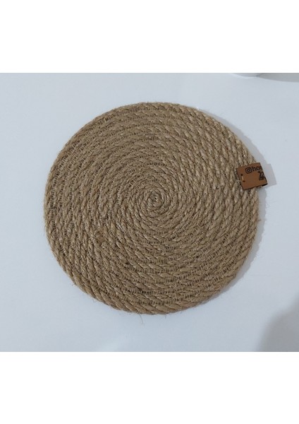 6 Adet Bardak Altlığı Jüt Pamuk Hasır Sunum Mutfak Sofra Dekor El Yapımı Makine Dikişli - 14 cm