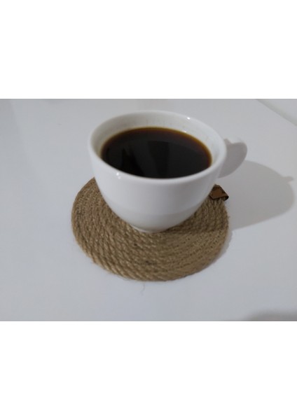 6 Adet Bardak Altlığı Jüt Pamuk Hasır Sunum Mutfak Sofra Dekor El Yapımı Makine Dikişli - 14 cm fiyatları