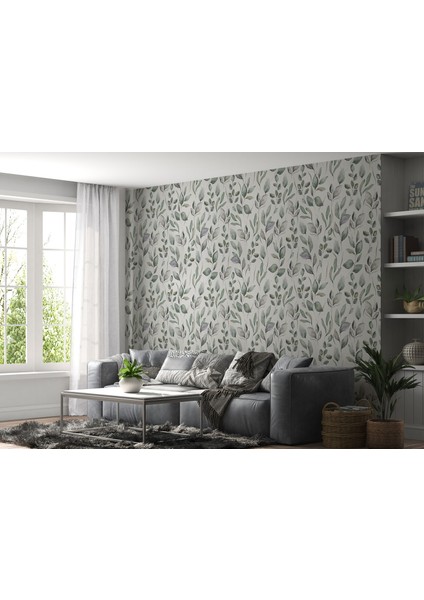 Çiçek ve Yaprak Desenli Iskandinav Tarzı Duvar Kağıdı-5558 fiyatları