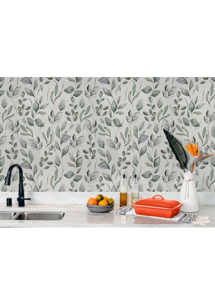 Çiçek ve Yaprak Desenli Iskandinav Tarzı Duvar Kağıdı-5558 modelleri