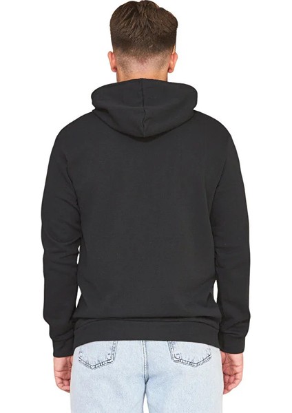 Modaen Siyah Kapuşonlu Sweatshirt (3 Iplik -Baskısız)