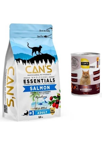 Cans Cat Adult Yetişkin Kedi Maması 2,5 kg Somon Balıklı + Konserve