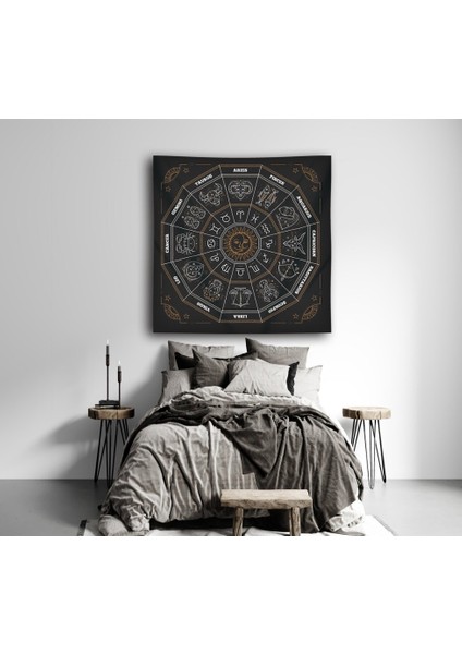 Zodyak Burçlar Tapestry Duvar Örtüsü Astroloji Duvar Sanatı Astrology Tapestry