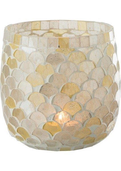 Mozaik T-Light Sarı / Beyaz