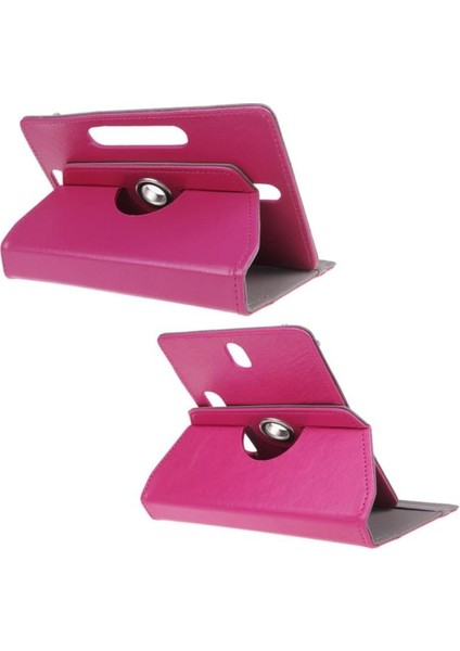 Vorcom Quartzlıte Uyumlu 10.1" Dönerli Standlı Deri Tablet Kılıfı - Pembe