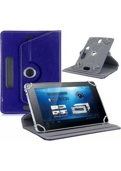 Vorcom S Tab7 Uyumlu 10.1" Dönerli Standlı Deri Tablet Kılıfı - Lacivert
