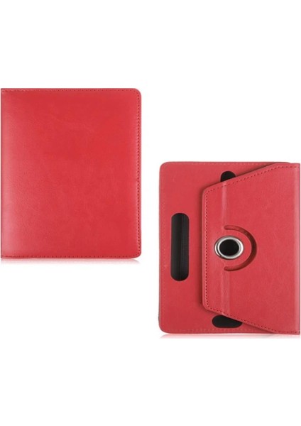 Vorcom S Tab7 Uyumlu 10.1" Dönerli Standlı Deri Tablet Kılıfı - Kırmızı
