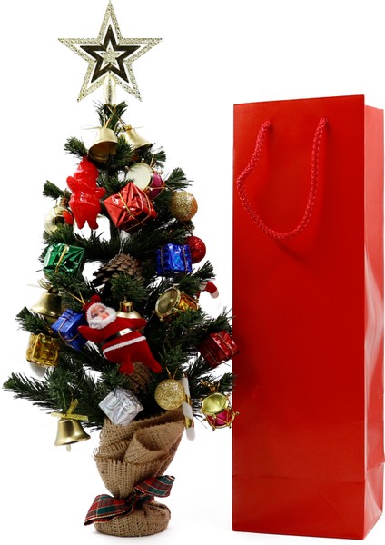 Şişe Boy Kırmızı Premium Karton Çanta 12 x 35 x 8 cm Karton Poşet 3 Adet