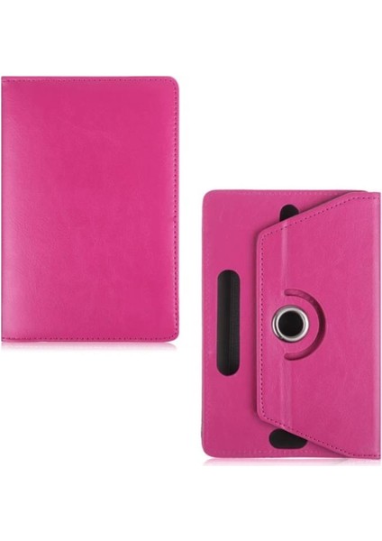 Vorcom S Tab7 Uyumlu 10.1" Dönerli Standlı Deri Tablet Kılıfı - Pembe