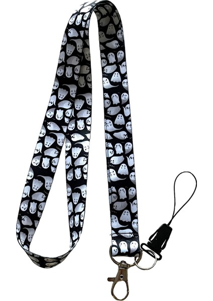 Siyah Hayalet Boyun Ipi Telefon Askısı Lanyard