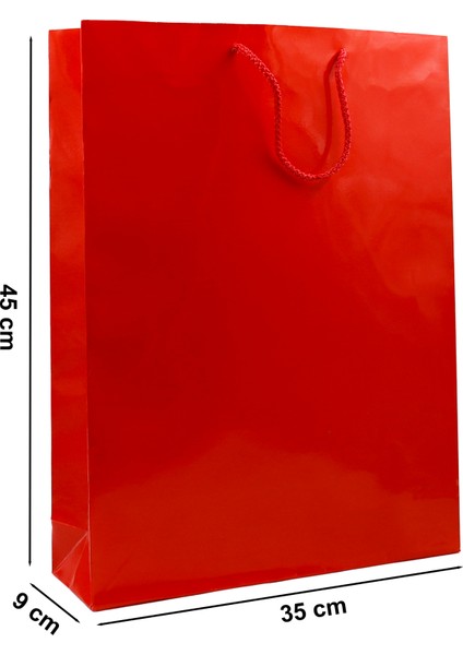 Kırmızı Premium Karton Çanta 35 x 45 x 9 cm Karton Poşet 2 Adet