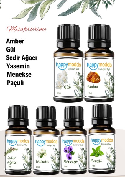 Happymodds, Misafirlerime-Sedir Ağacı, Yasemin, Menekşe, Paçuli, Gül, Amber Esansiyel Uçucu Yağ 10 ml