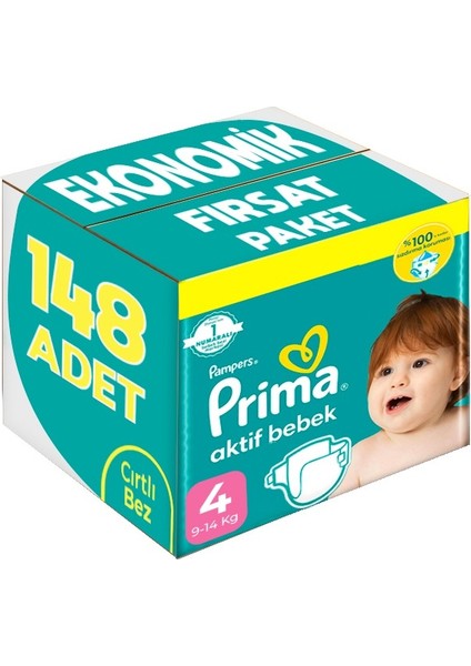 Bebek Bezi Beden:4 9-14 kg Maxi 148 Adet
