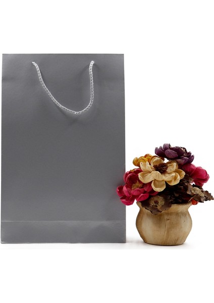 Gümüş Premium Karton Çanta 25 x 38 x 8 cm 2 Adet Hediye Poşeti