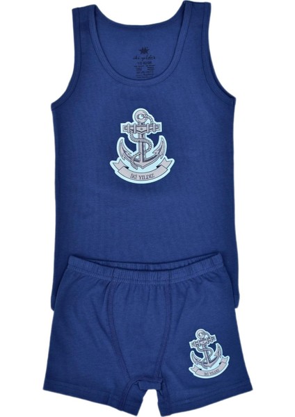Erkek Çocuk Yelken Baskılı Atlet Boxer Takım 6041 BGL-ST03473