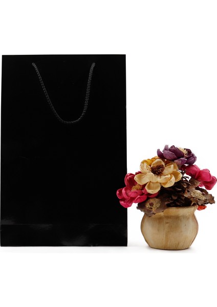 Siyah Premium Karton Çanta 25 x 38 x 8 cm 2 Adet Hediye Poşeti