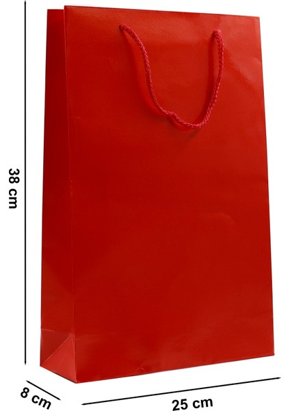 Kırmızı Premium Karton Çanta 25 x 38 x 8 cm 2 Adet Hediye Poşeti
